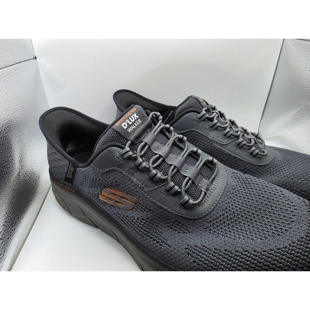 Skechers Slip-ins D'Lux Walker 2.0 Extra Wide Charcoal Orange 232446WW Mens 14